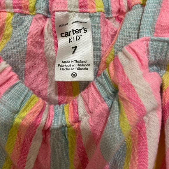 Girls Clothes Carter’s Outfit Linen Top and Matching Bike Shorts Size 7 - Picture 6 of 8